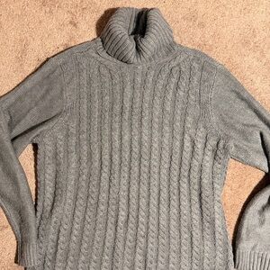 Women’s Croft & Barrow Gray Cable Knit Turtleneck Sweater